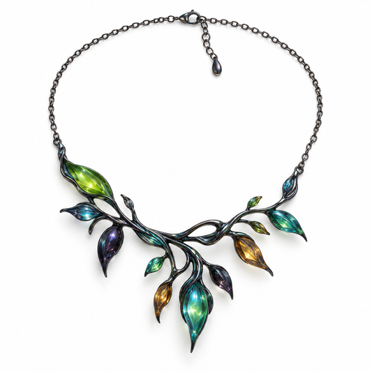 Iridescent Botanical Branch Necklace