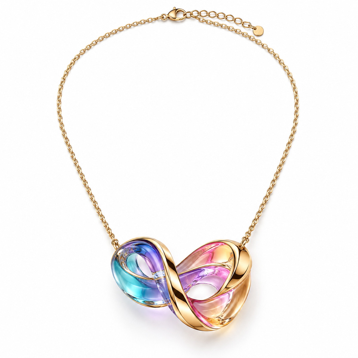 Iridescent Ribbon Pendant Necklace