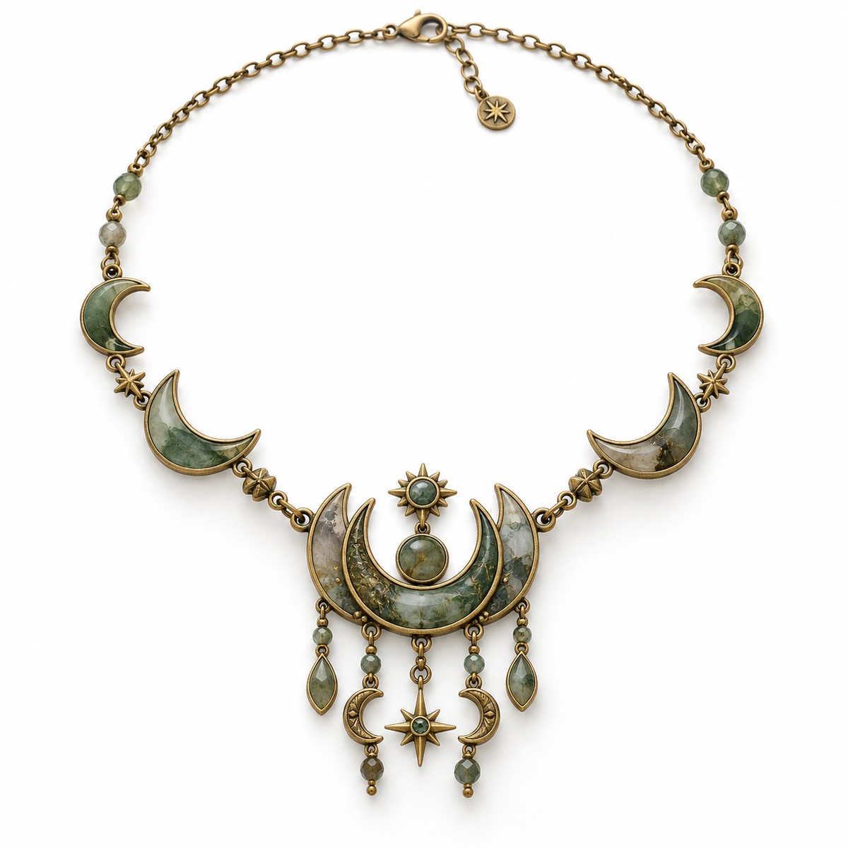 Crescent Moon Mineral-Style Necklace