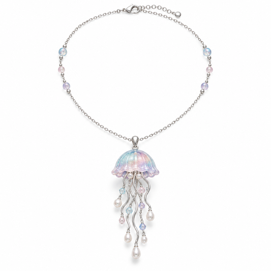 Iridescent Jellyfish Pendant Necklace