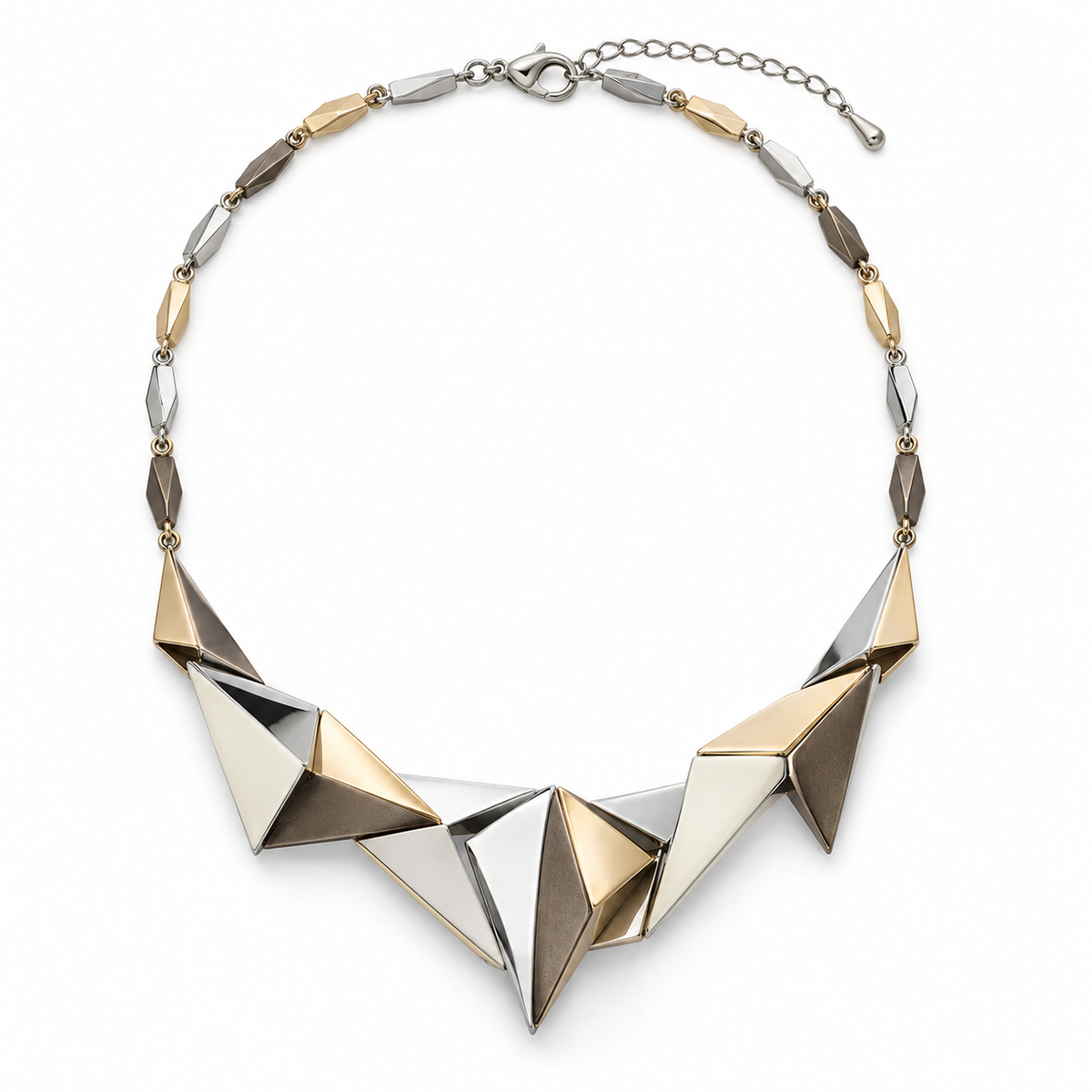 Mixed-Metal Geometric Collar Necklace