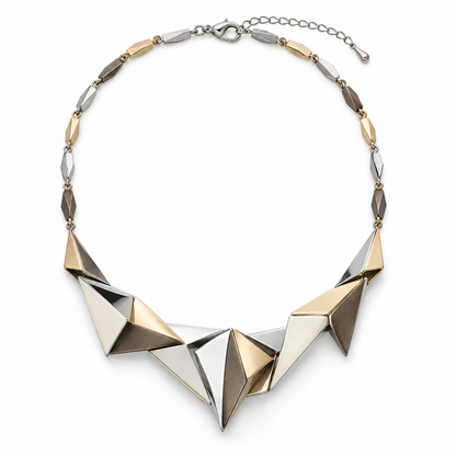Mixed-Metal Geometric Collar Necklace