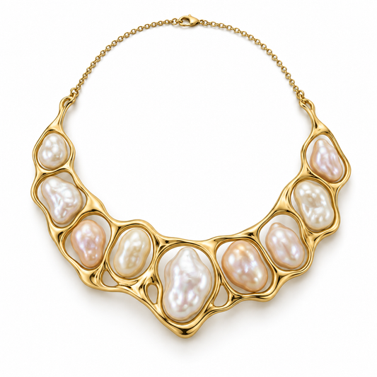 Pearl-Style Sculptural Collar