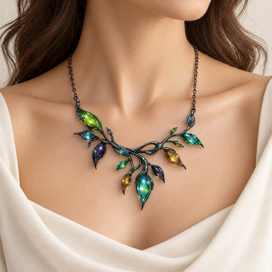 Iridescent Botanical Branch Necklace