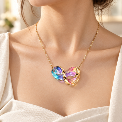 Iridescent Ribbon Pendant Necklace