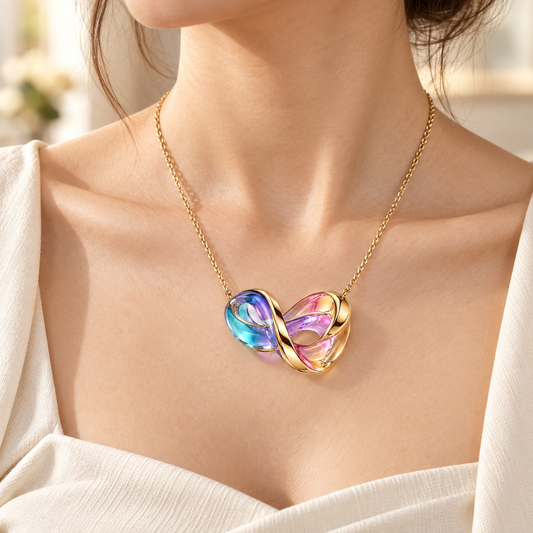 Iridescent Ribbon Pendant Necklace