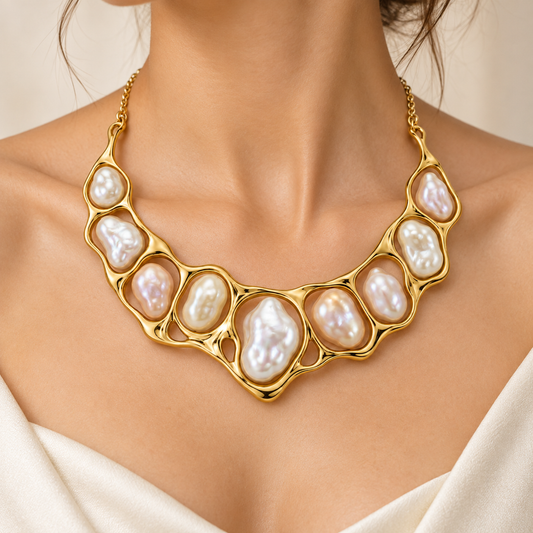 Pearl-Style Sculptural Collar