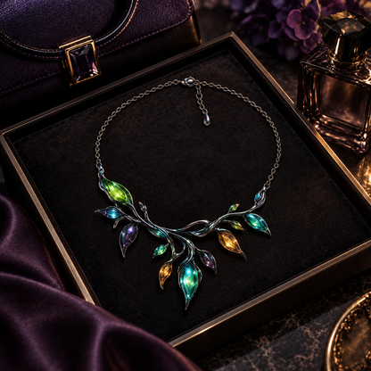 Iridescent Botanical Branch Necklace