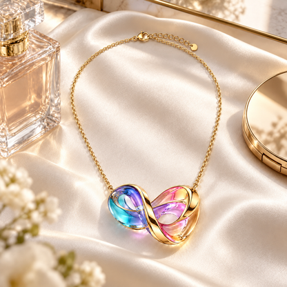 Iridescent Ribbon Pendant Necklace