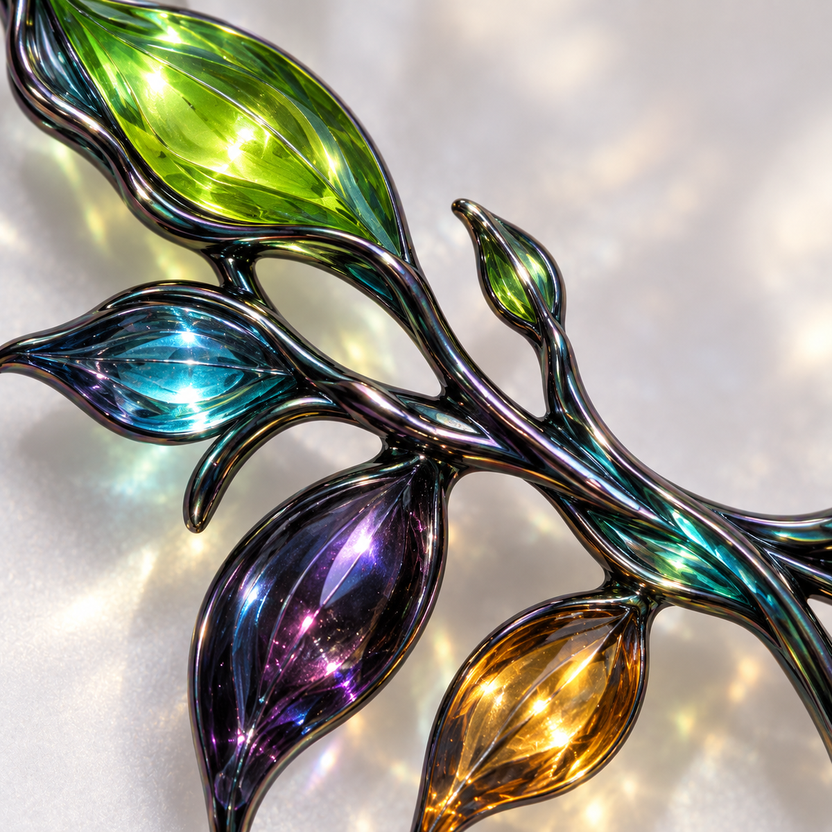 Iridescent Botanical Branch Necklace