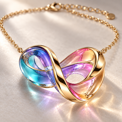 Iridescent Ribbon Pendant Necklace