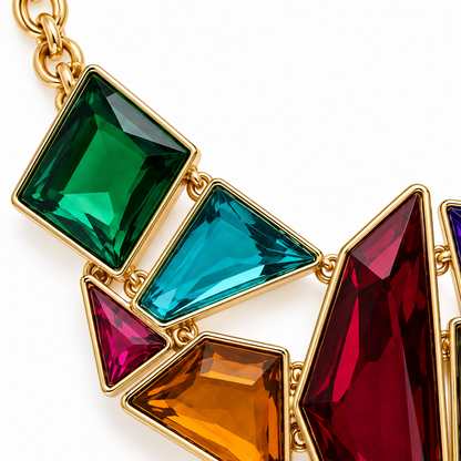 Multicolor Geometric Crystal Necklace