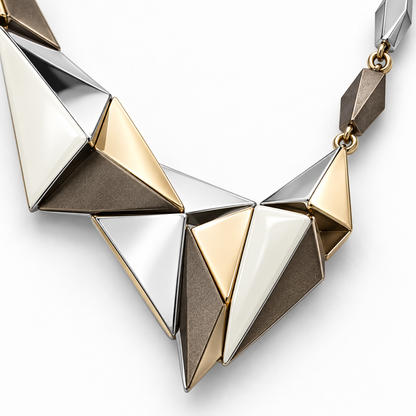 Mixed-Metal Geometric Collar Necklace