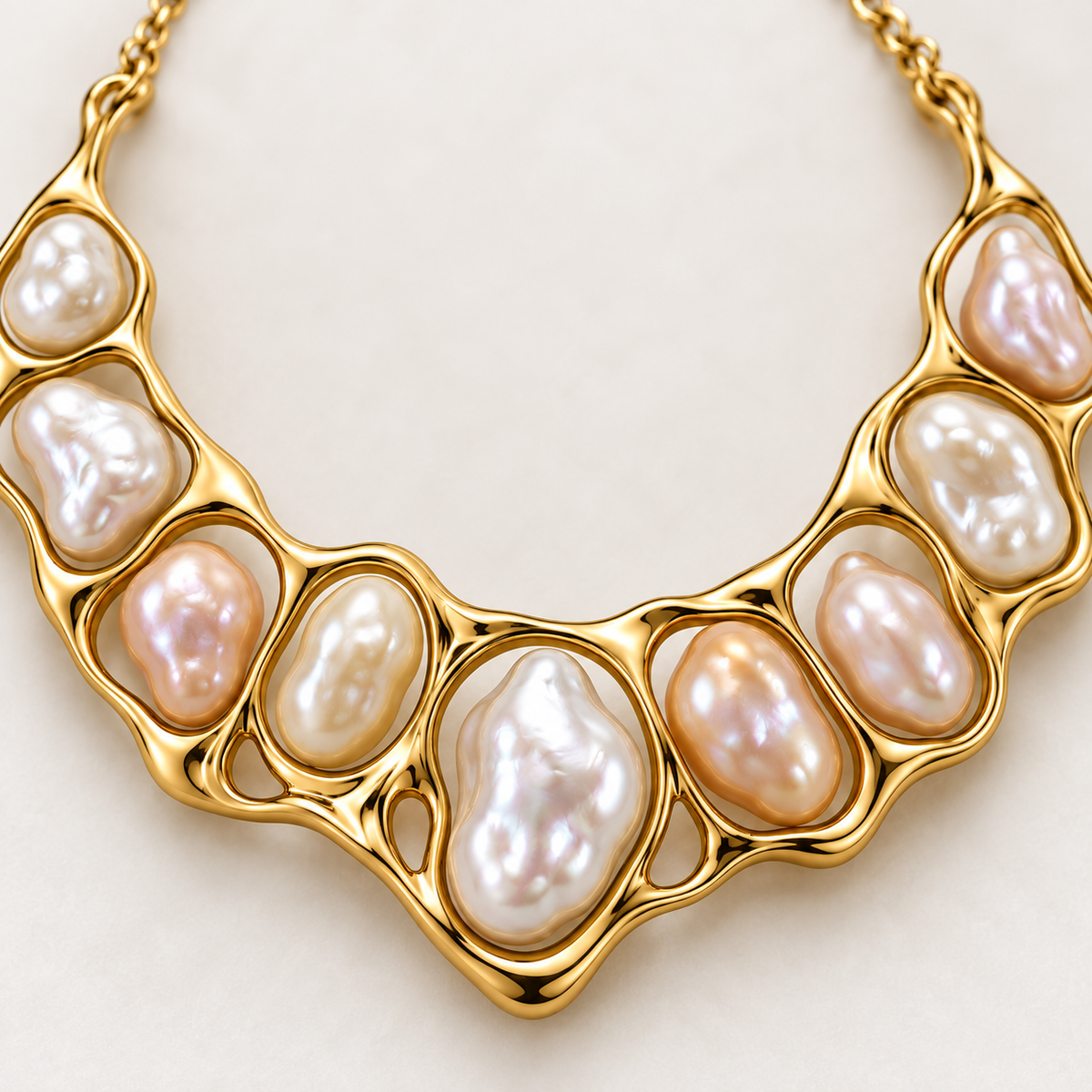 Pearl-Style Sculptural Collar