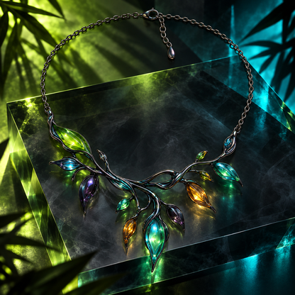 Iridescent Botanical Branch Necklace