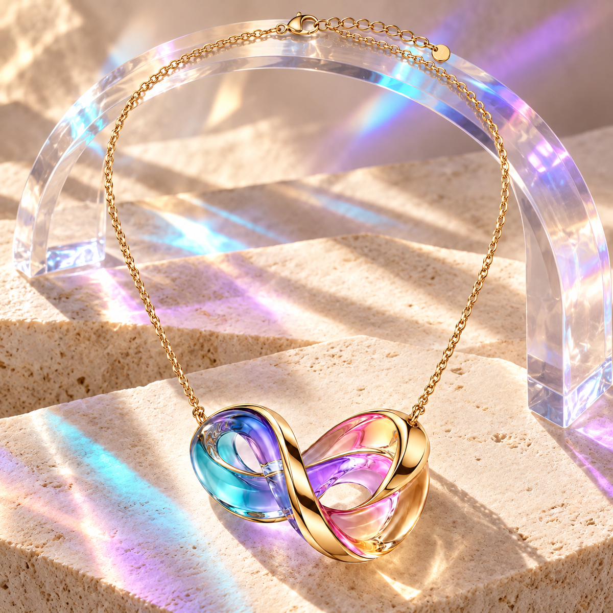 Iridescent Ribbon Pendant Necklace