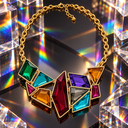 Multicolor Geometric Crystal Necklace